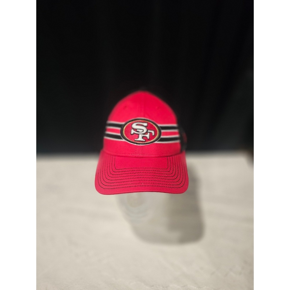 New Era 9FORTY San Francisco 49ers Trucker Hat Mens Red Black Mesh Snapback Cap